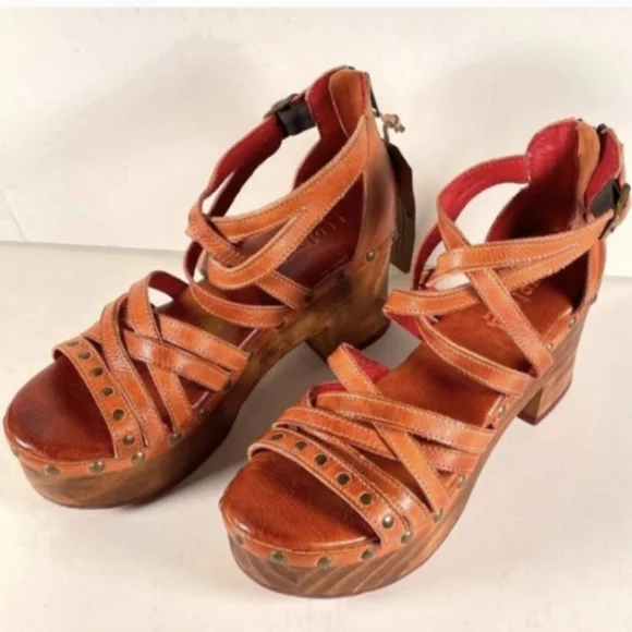 SOLD Bed Stu Antonelli Brown Leather Platform Sandals sz 10 - Picture 6 of 11